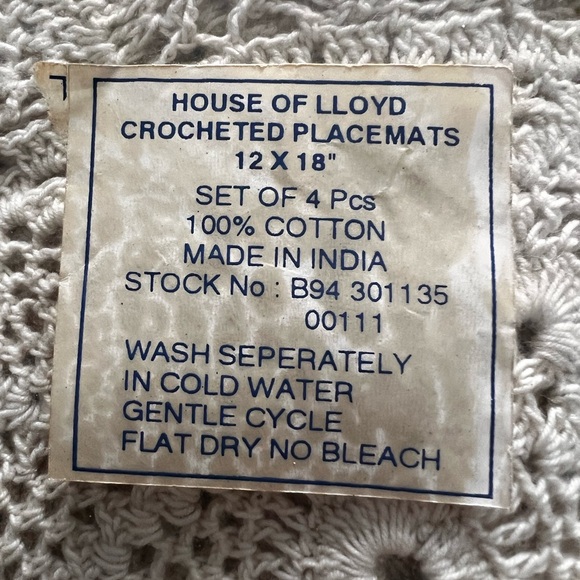 Elegant Cream House Of Lloyd Crocheted Placemats (new) - Picture 2 of 2